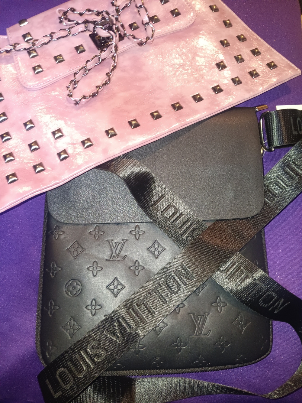 Pink Studded Clutch Pocketbook